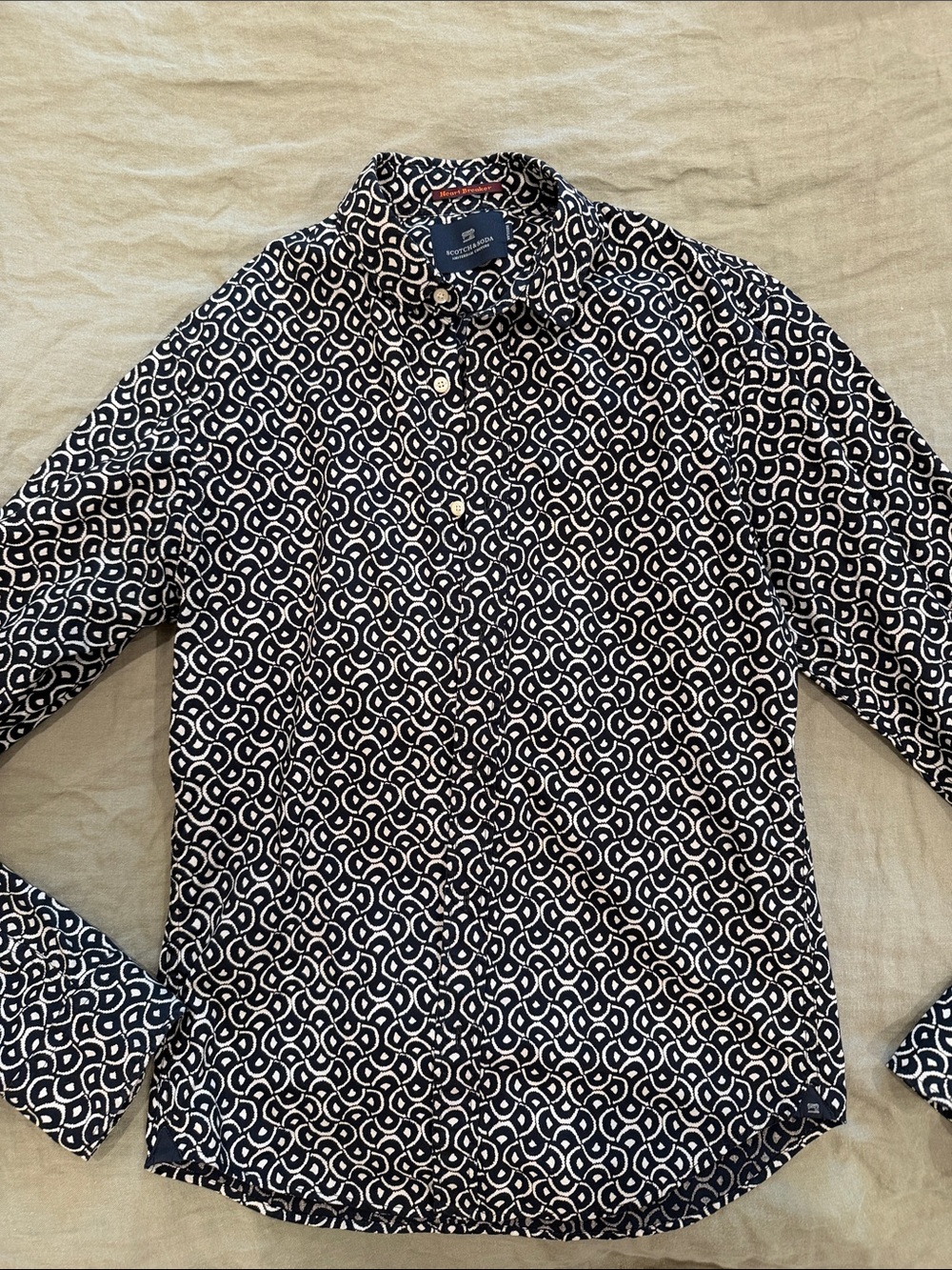 Scotch and soda black & White Geometric Print Button-Down Shirt